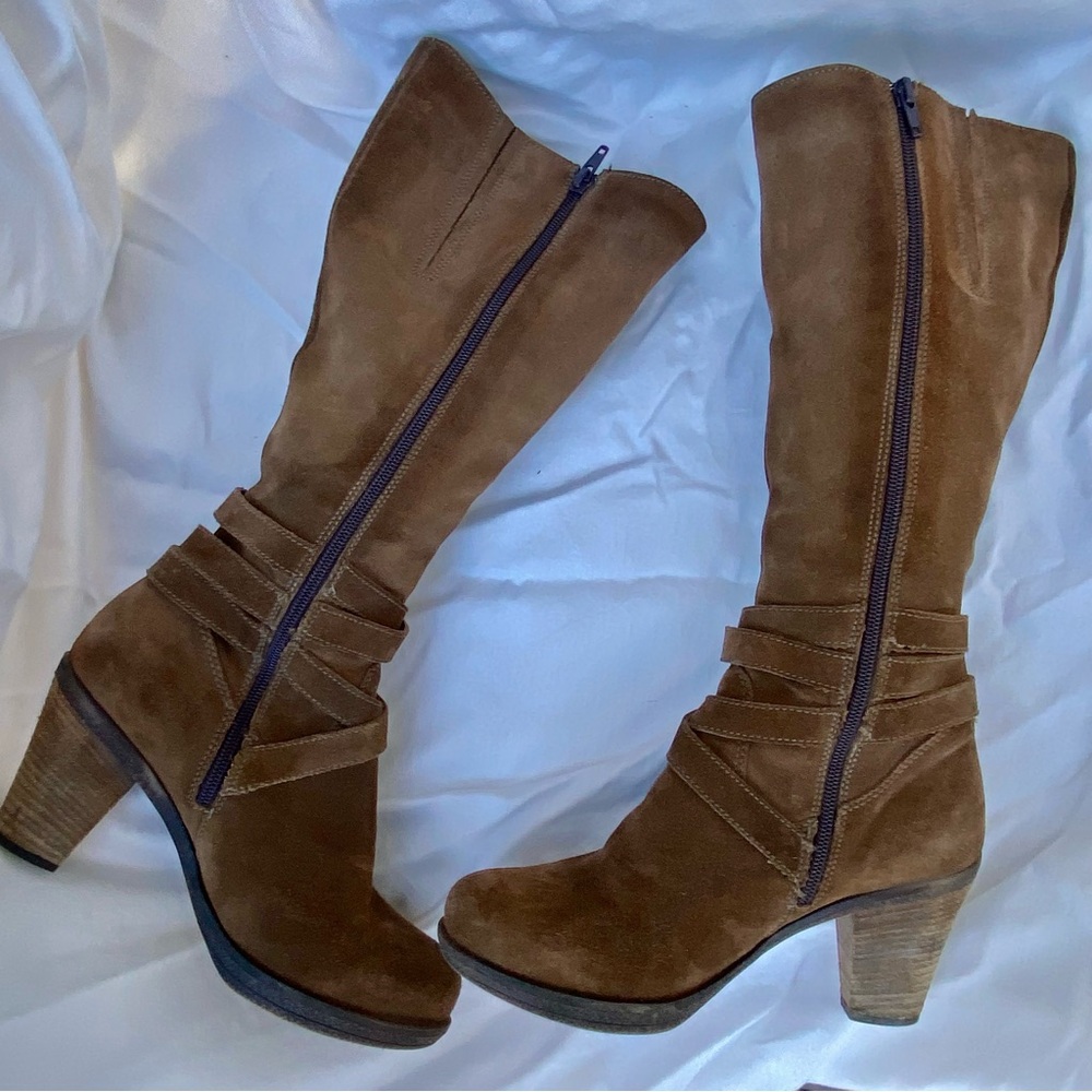 La CANADIENNE Vintage 90s Brown Oiled Suede Fall Winter boot brown suede - Picture 7 of 10